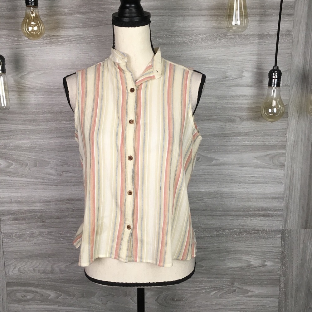 Liz Claiborne Collared Striped Tank Top Size Small